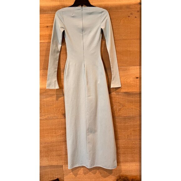 THE ATTICO Lawrence Side-slit Jersey Maxi Dress gown In Baby Blue Size 36 - Picture 9 of 11